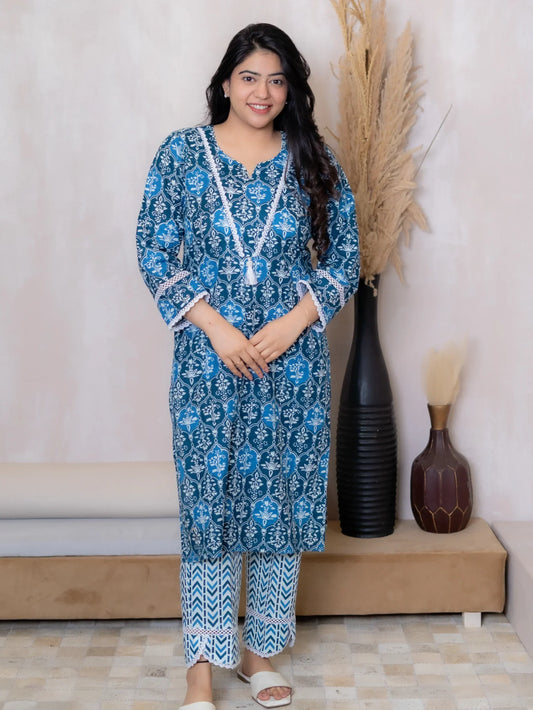 INDIGO BLUE KURTA SET - Silaye