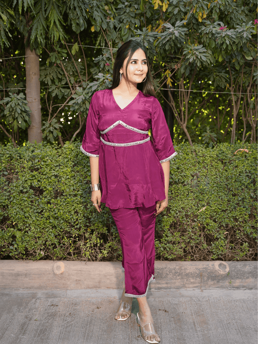 GRAPEWINE GLIMMER MIRROR EMBELLISHED SET - Silaye