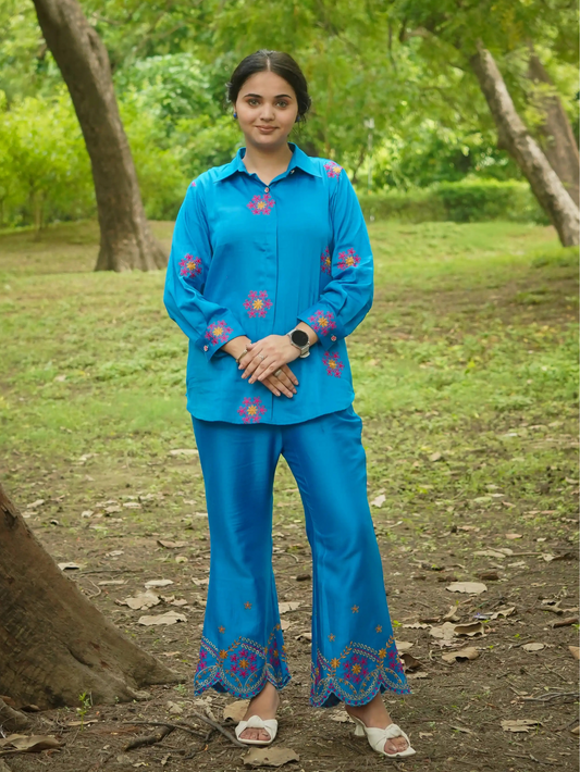 BLUE HORIZON ELEGANCE CO ORD SET - Silaye