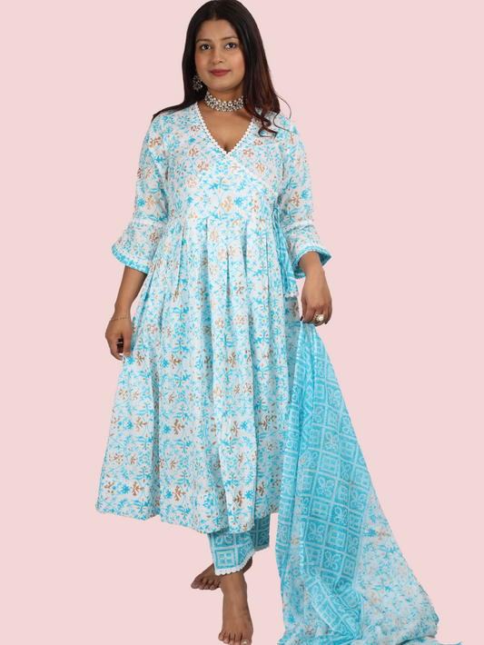 ANGRAKHA SKY BLUE SUIT SET - Silaye