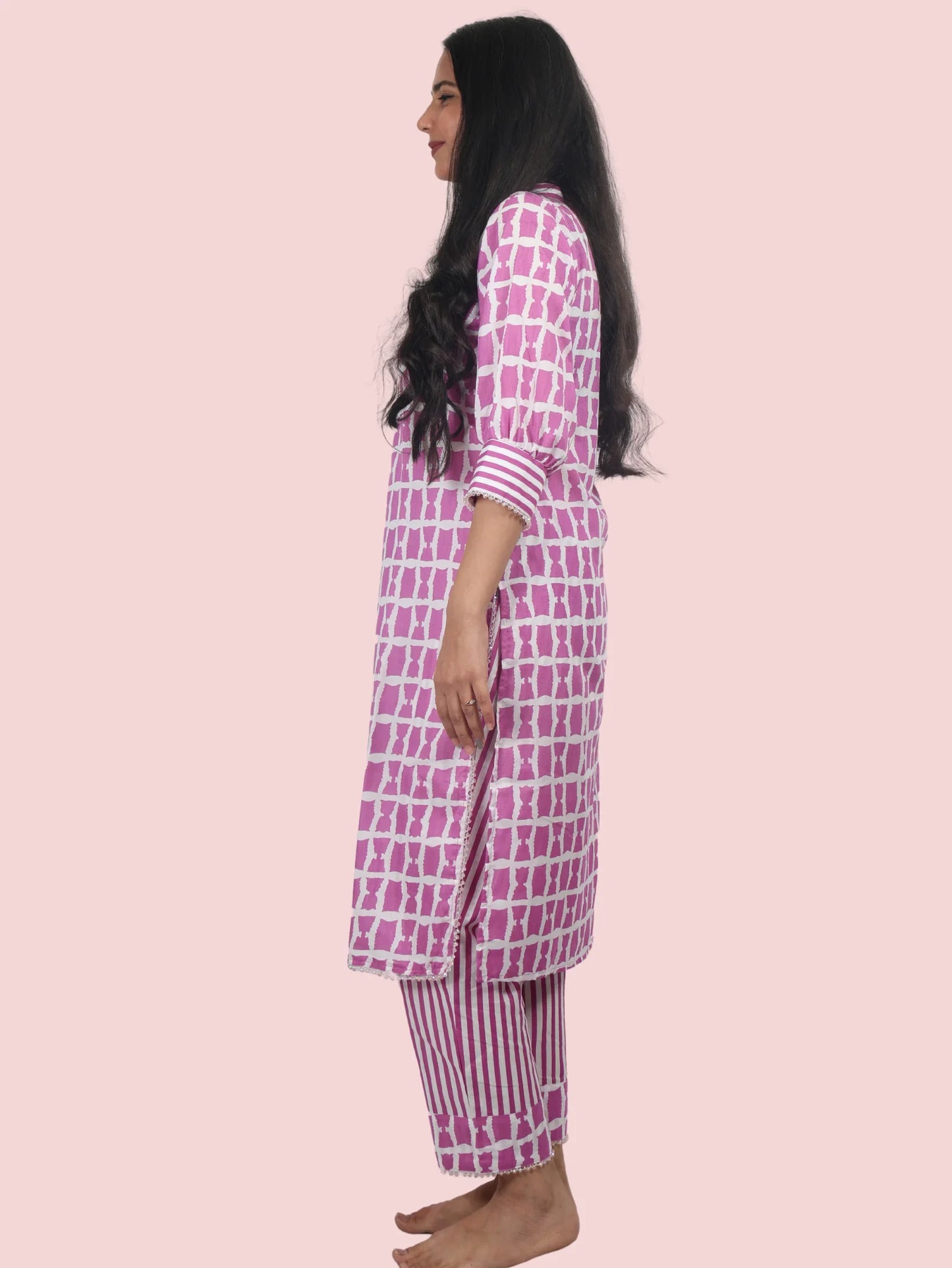MAUVE KURTA AND PANT SET - Silaye
