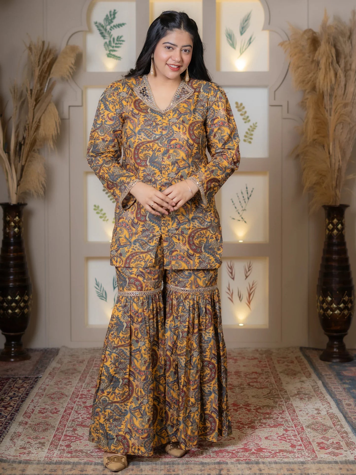 YELLOW FESTIVE WEAR SHARARA WITH JACKET - Silaye