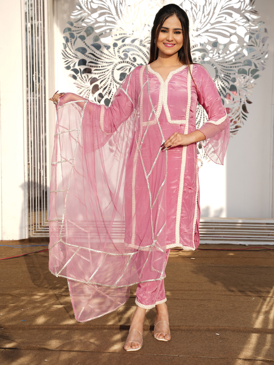BUBBLEGUM PINK CREPE SUIT SET - Silaye