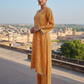 AMBER GLOW SWAROVSKI-ENCRUSTED A-LINE KURTA SET