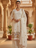 IVORY GRACE HAND-EMBROIDERED FLORAL PALAZZO SET