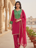 ROYAL MAGENTA PALAZZO ENSEMBLE WITH BROCADE ARTISTRY