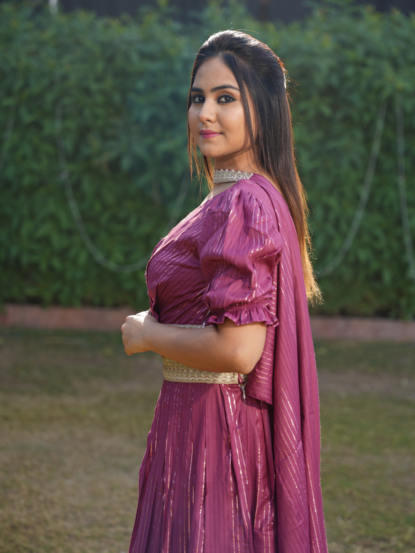 BURGUNDY BLISS SILVER SYMPHONY LEHENGA SET