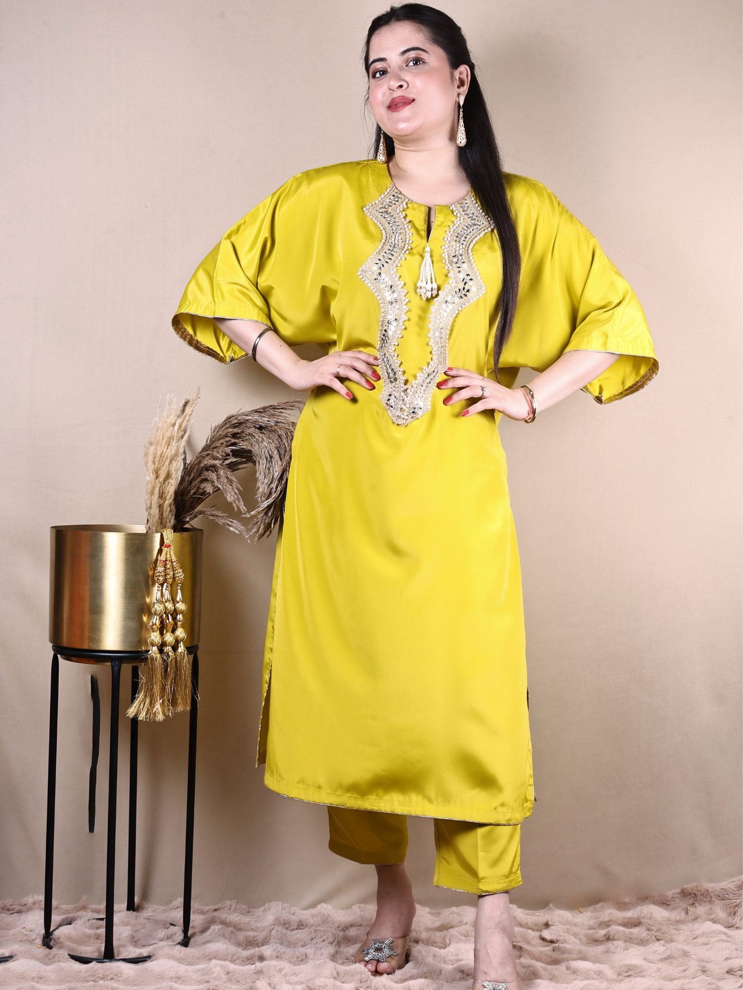 LIME GREEN KURTA SET