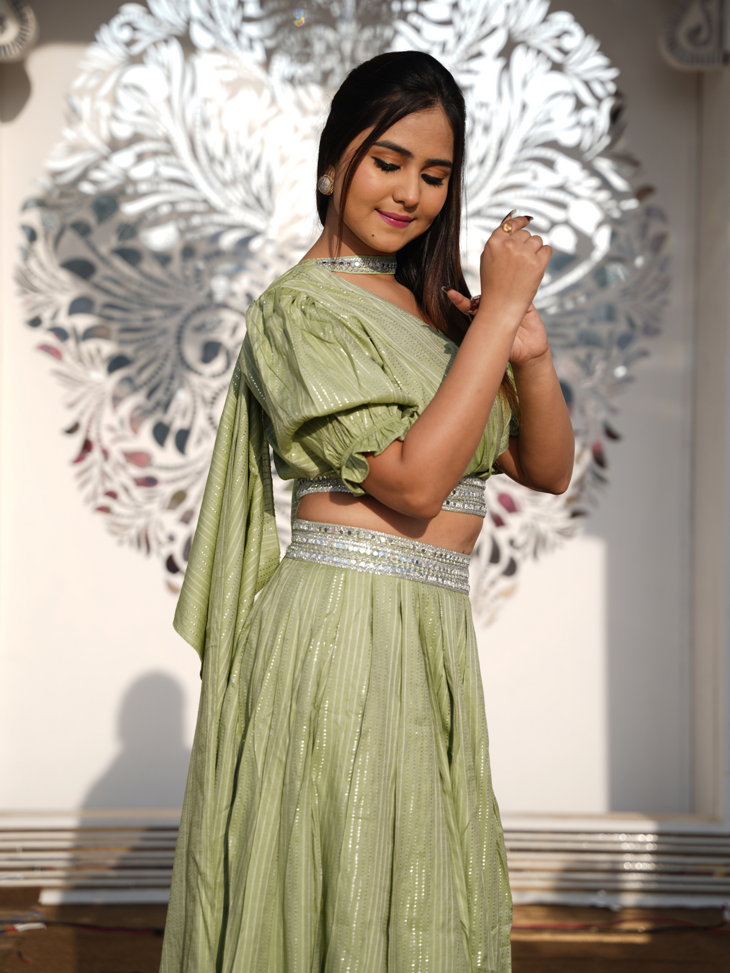 MINT GREEN SILVER SYMPHONY LEHENGA SET