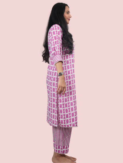 MAUVE KURTA AND PANT SET