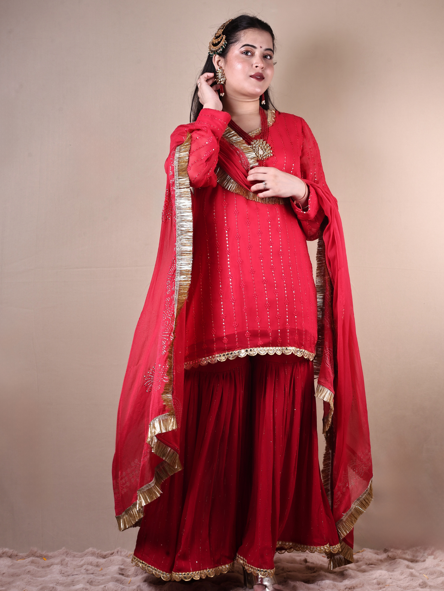 RED SHARARA SET