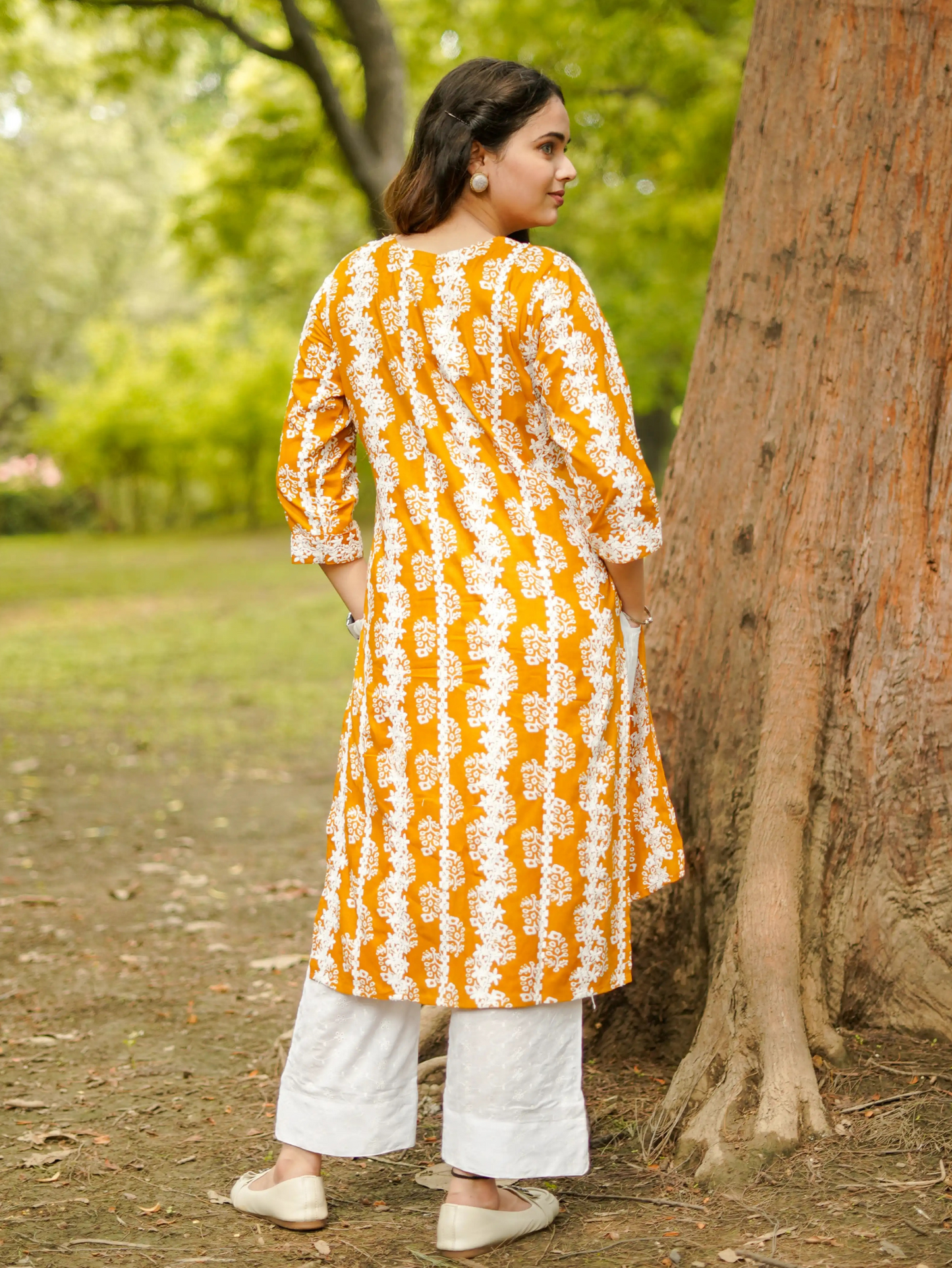 MUSTARD COTTON RAYON KURTA SET