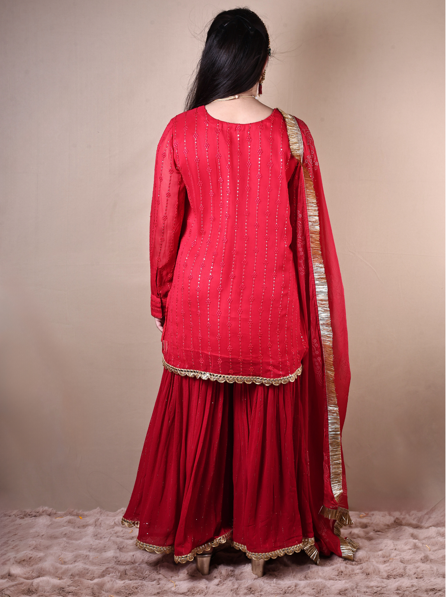 RED SHARARA SET