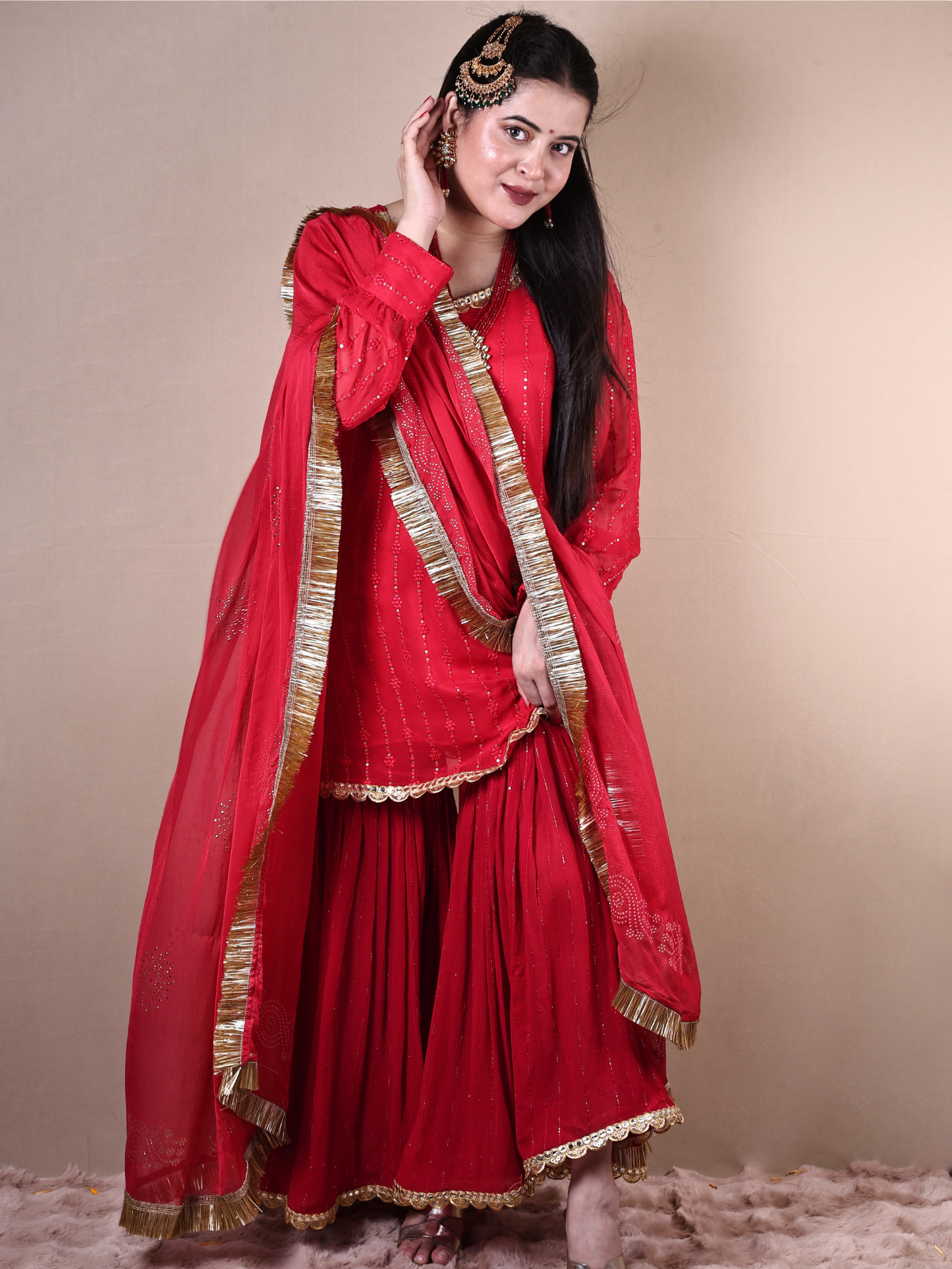 RED SHARARA SET