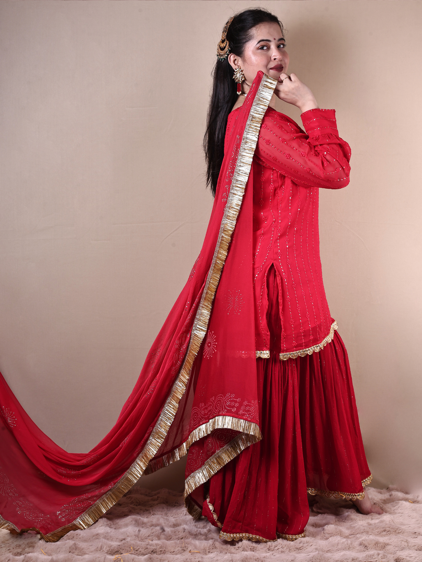 RED SHARARA SET