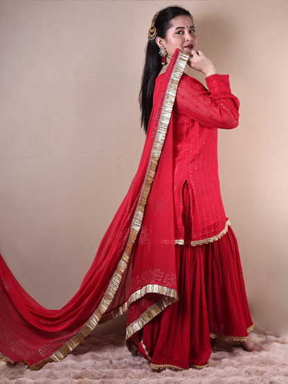 RED SHARARA SET