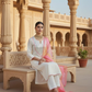 IVORY ELEGANCE MIRROR-WORK KURTA SET WITH SUNRISE ORGANZA DUPATTA