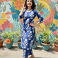 INDIGO BLOOM COTTON KURTA SET