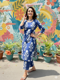 INDIGO BLOOM COTTON KURTA SET