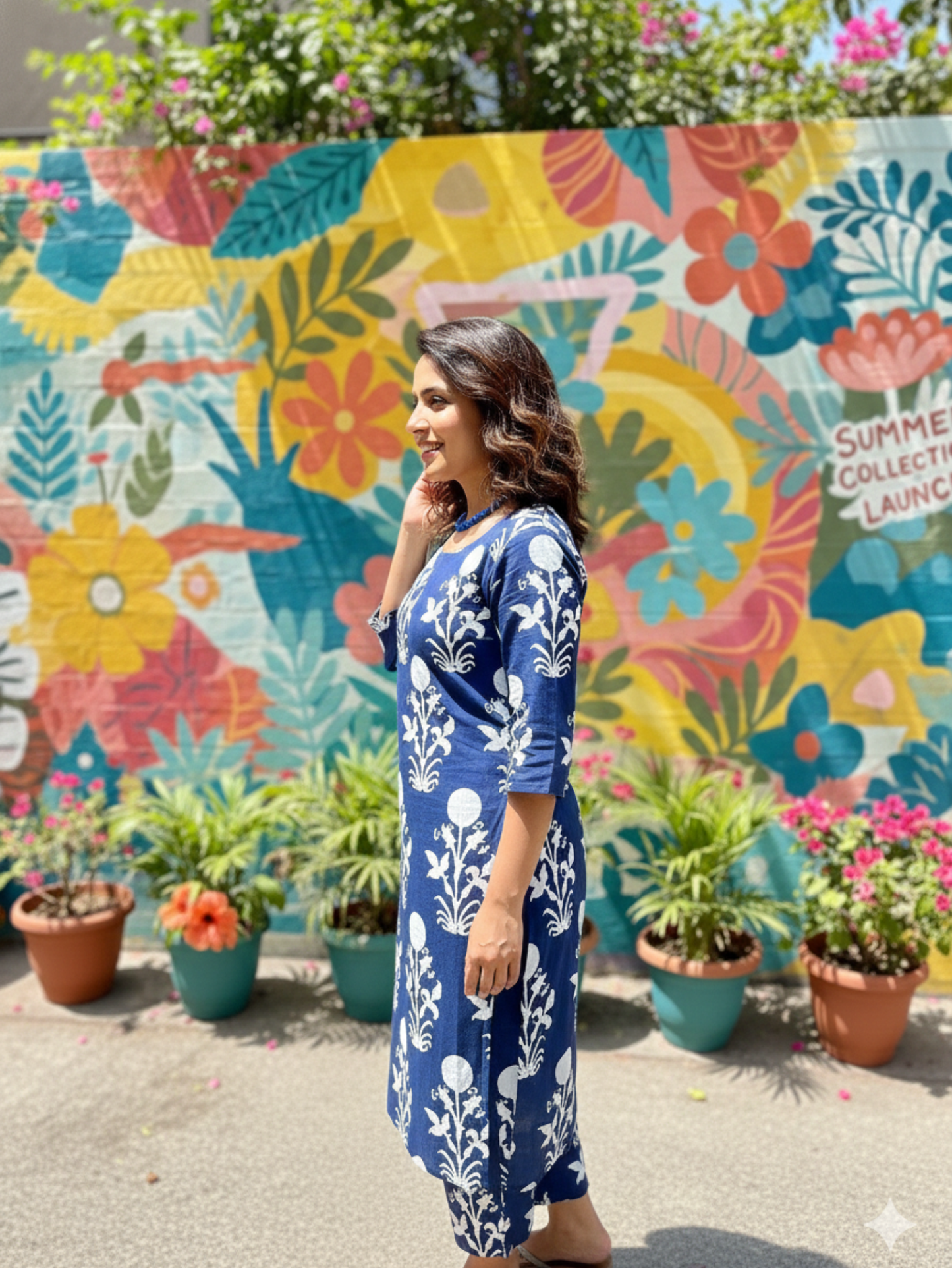 INDIGO BLOOM COTTON KURTA SET