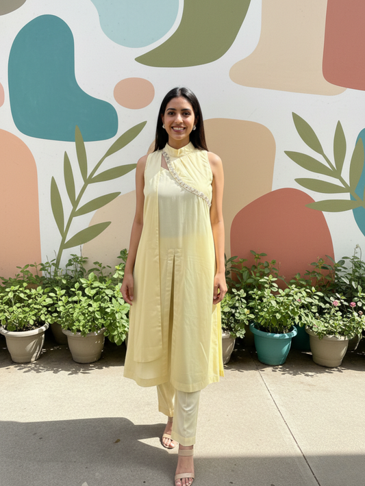 LEMON GLOW COTTON GLAZE KURTA SET