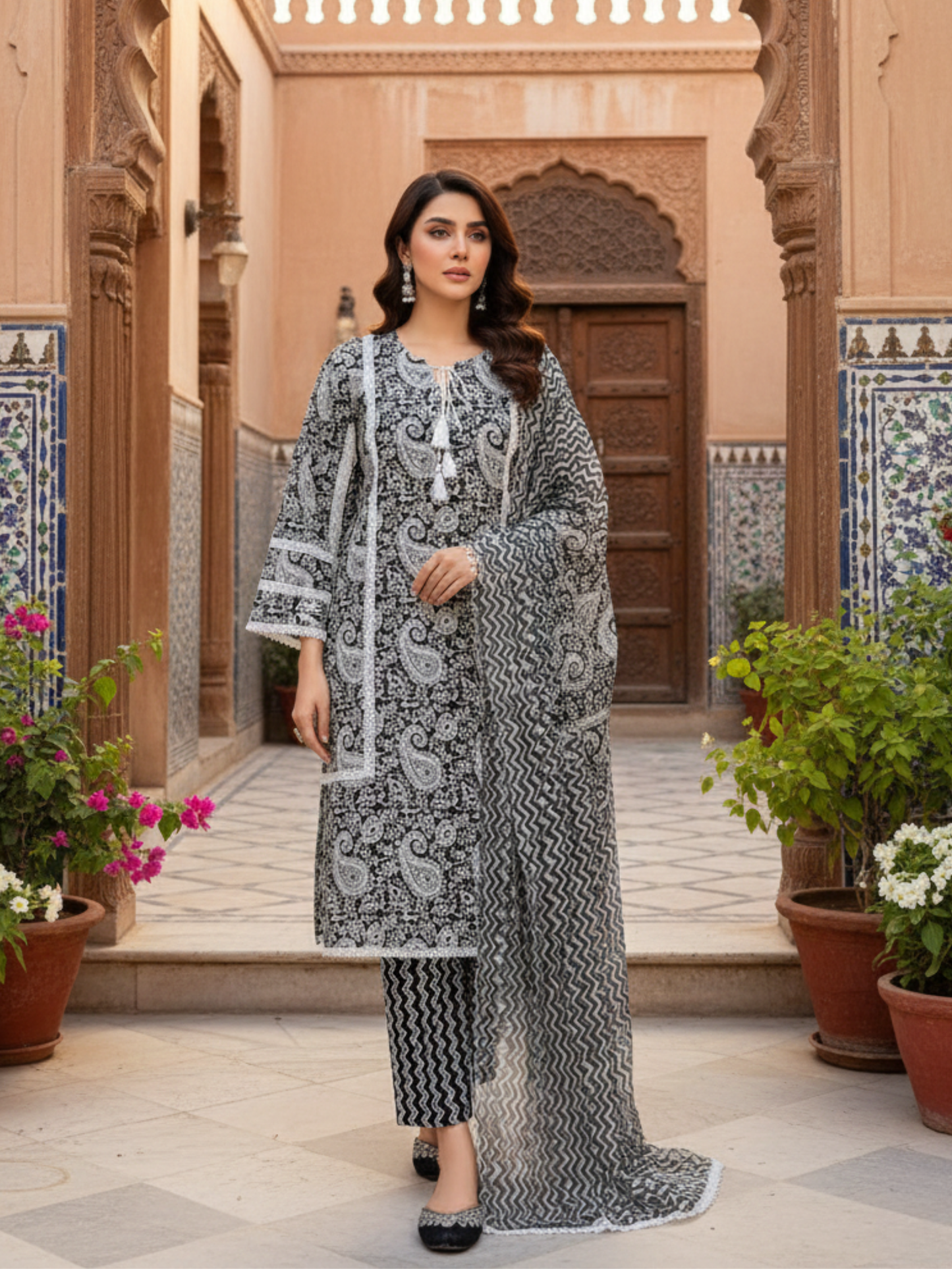 NOOR PAISLEY PURE COTTON PAKISTANI SUIT SET
