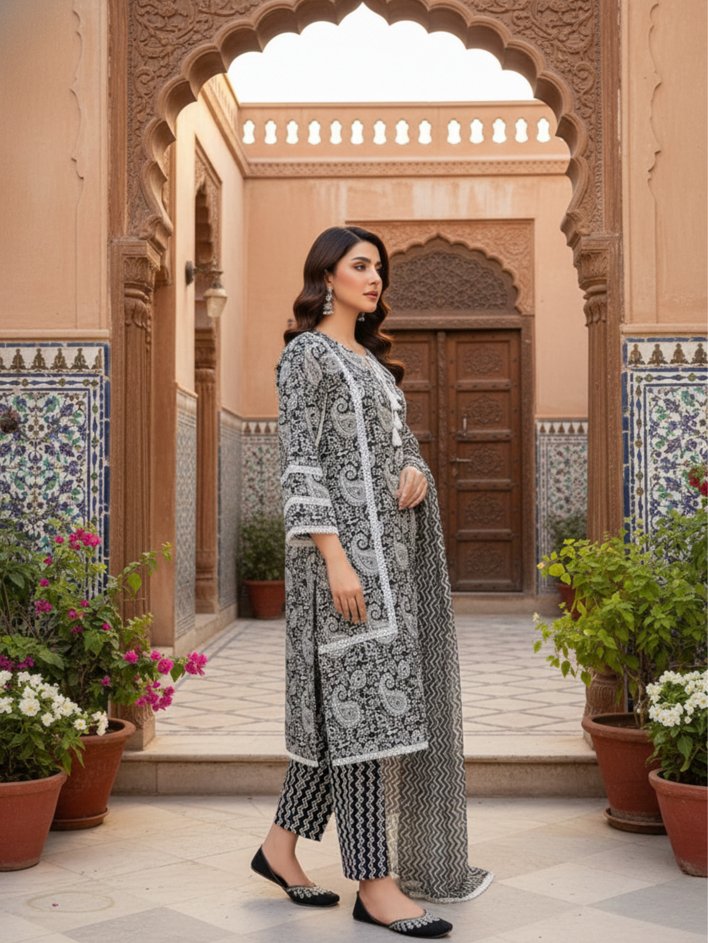 NOOR PAISLEY PURE COTTON PAKISTANI SUIT SET