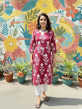 PINK  COTTON PRINT KURTA