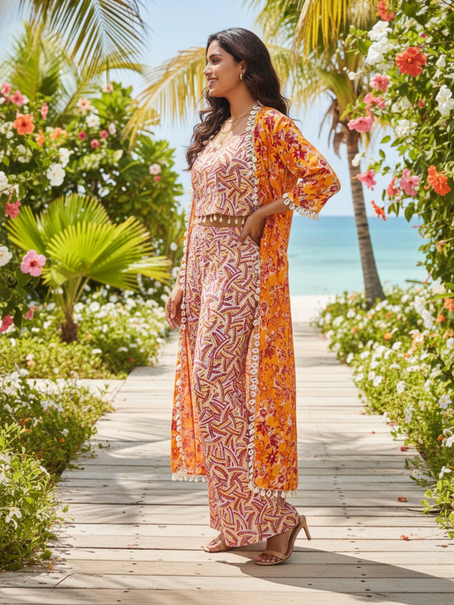 COTTON CO-ORD SET WITH JACKET – SUMMER WEAR